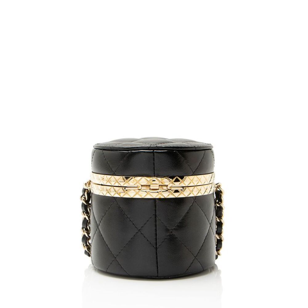 Chanel Lambskin Lock Frame Round Mini Vanity Case with Chain - Picture 3 of 11